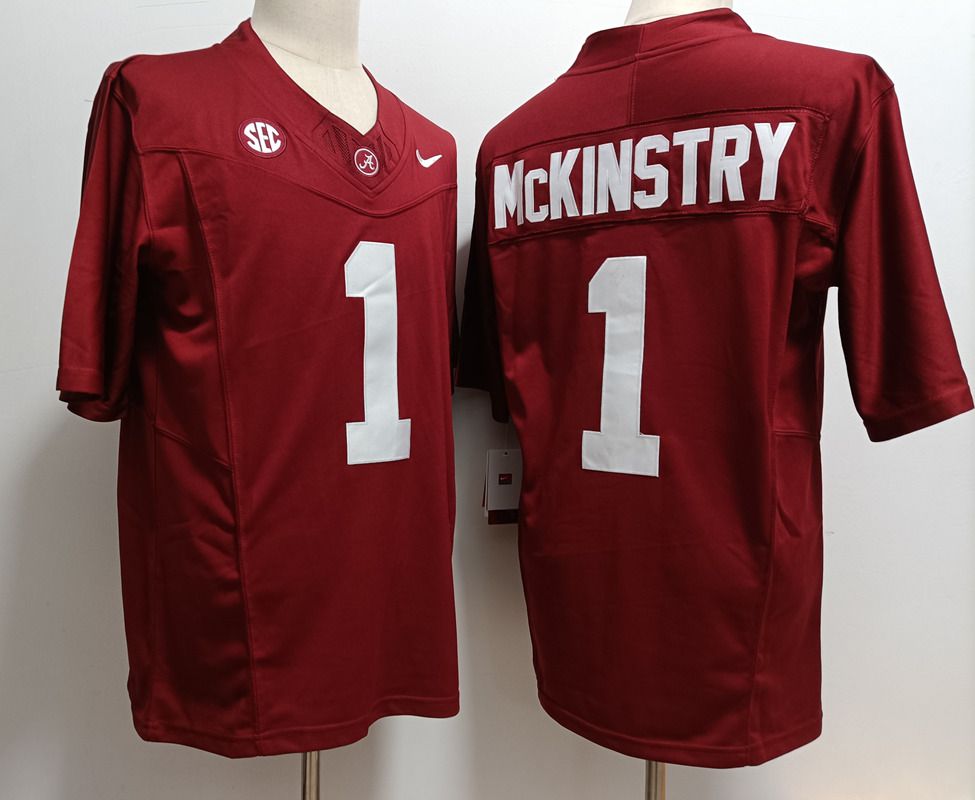 Men Alabama Crimson Tide 1 Mckinstry Red Nike 2025 NCAA Jersey